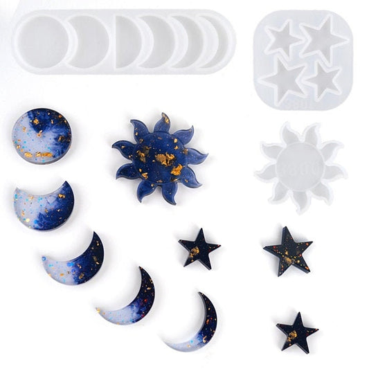 Celestial Silicone Mold Kit - Sun Moon and Stars Mold Kit for Resin, Mobile, Soaps, Candles, Cake Decorating