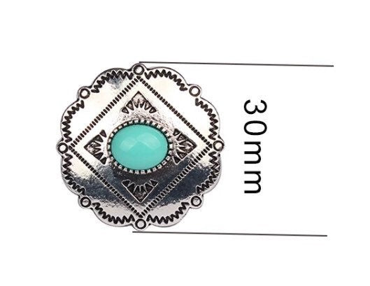 Turquoise metal concho button - sew on western button