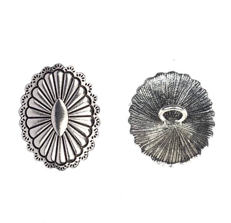 Turquoise metal concho button - sew on western button