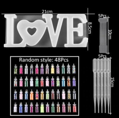Love sign resin mold kit 60pcs  - Large Word Kit LOVE