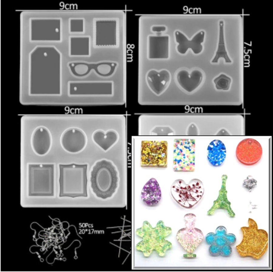 Charm Resin Mold Kit with Hardware - 159pc Pendant Silicone Mold Kit