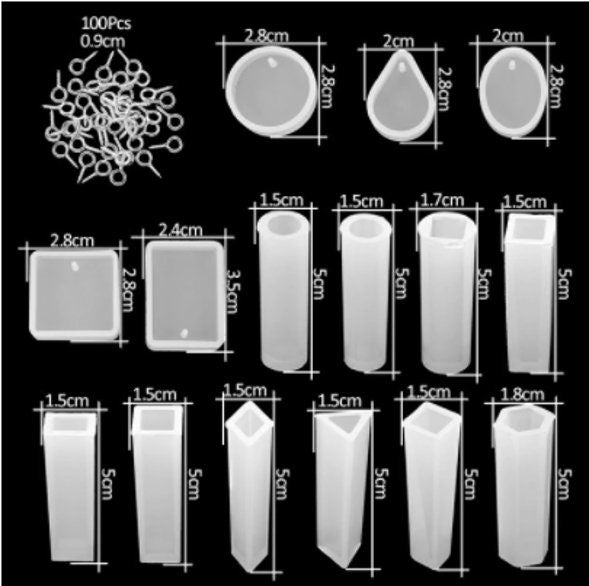 Small Crystal Pendant Gem Resin Mold Kit - 115pc Silicone Mold for Resin, Candles, and Soaps