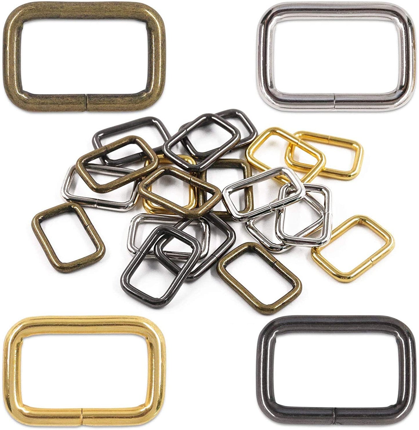 1" Square Metal Webbing - 1" Strap Keeper - Metal Buckle hardware for dog collars, purses, bags, straps, belts, and hardware needs - 10ct