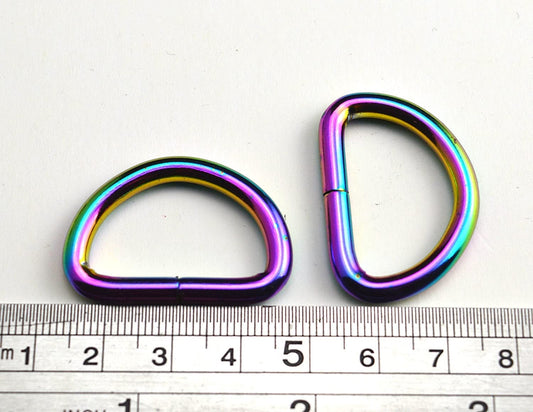 Rainbow Metal D-Rings for dog collars, straps, belts, and hardware needs