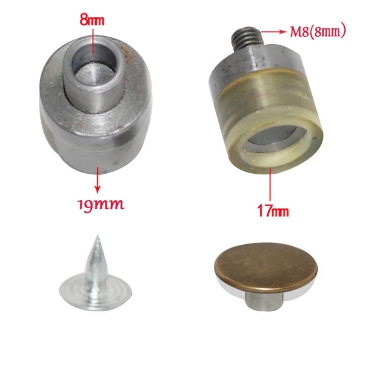 Jean Tack Button Dies for Hand Press - 15-20mm Dies for Setting Jean Tack Rivets