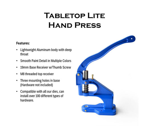 Hand Press for Setting Rivets, Grommets, and Snaps - Dies Sold Separately