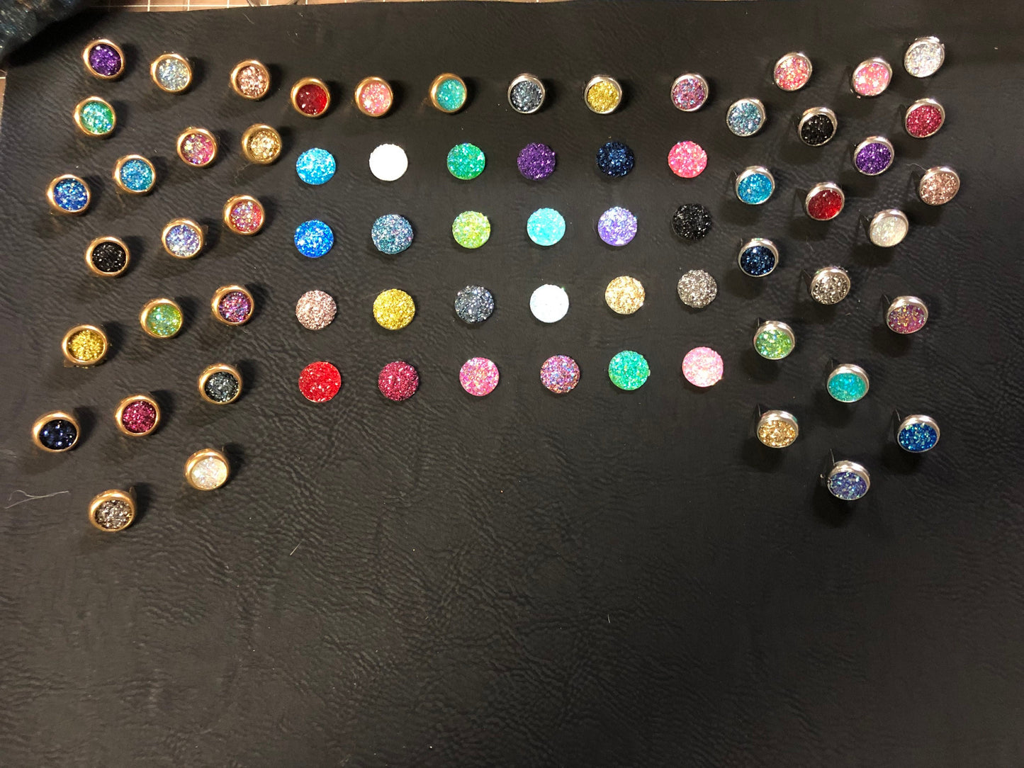 New 12mm Drusy Crystals with rim sets - 48ss Crystal Rim Sets and Drusy Crystals Silver and Gold Post Options - NEW ITEM only found here!