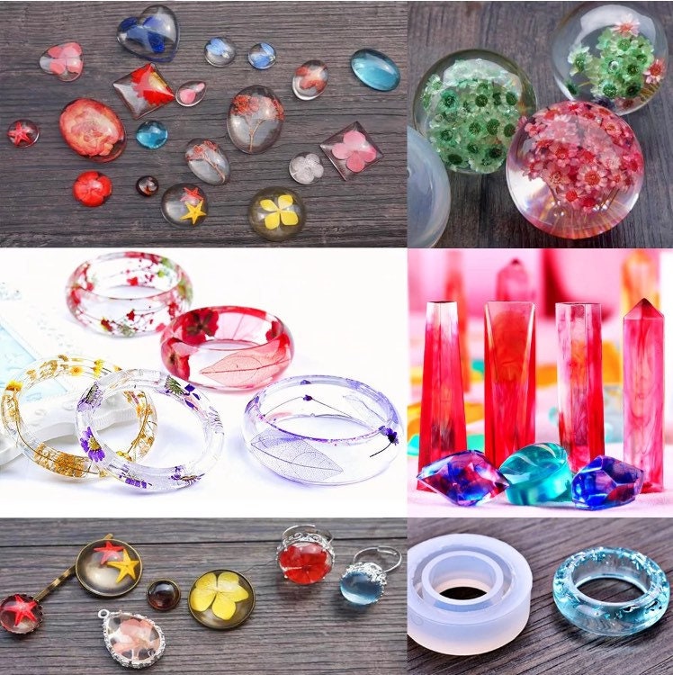 Silicone Mold Resin Starter Kit with Glitter, Tools, and Hardware - 83 pcs!