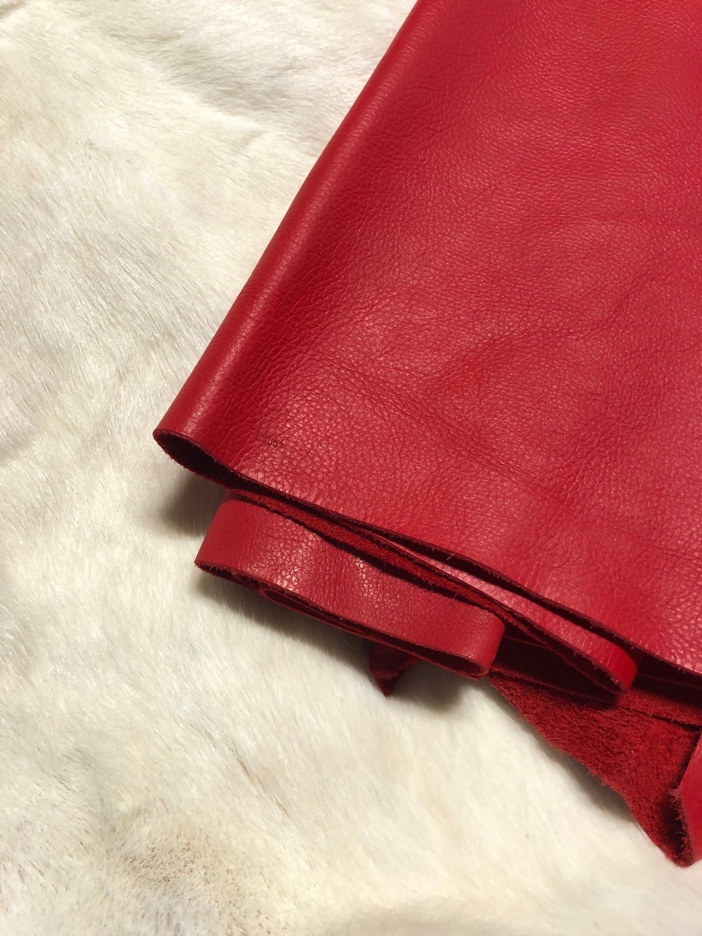 Red Pebbled Chrome tanned Designer leather - Raw Leather - Wholesale Leather 2-4oz