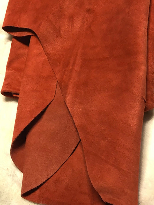 Orange Suede Designer leather - Raw Leather - Wholesale Leather 2-4oz