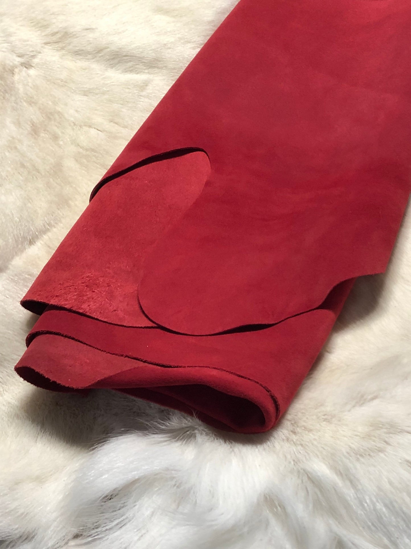 Red Suede Designer leather - Raw Leather - Wholesale Leather 2-4oz