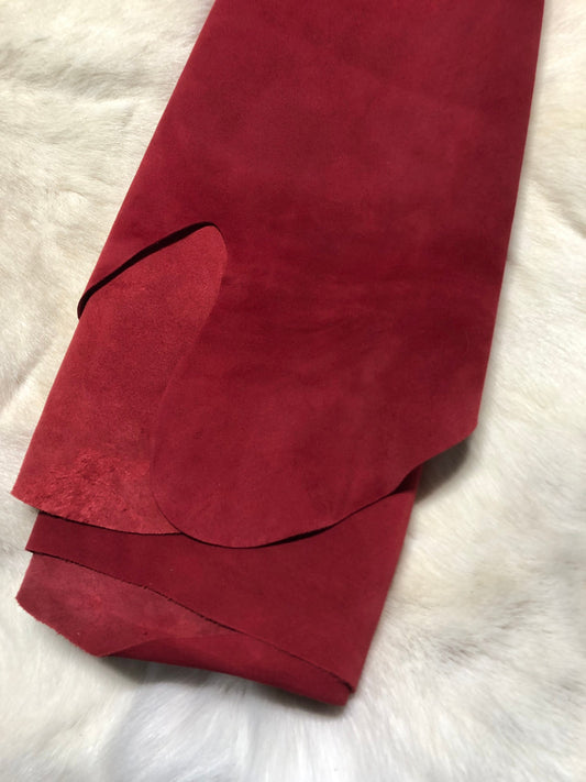 Red Suede Designer leather - Raw Leather - Wholesale Leather 2-4oz