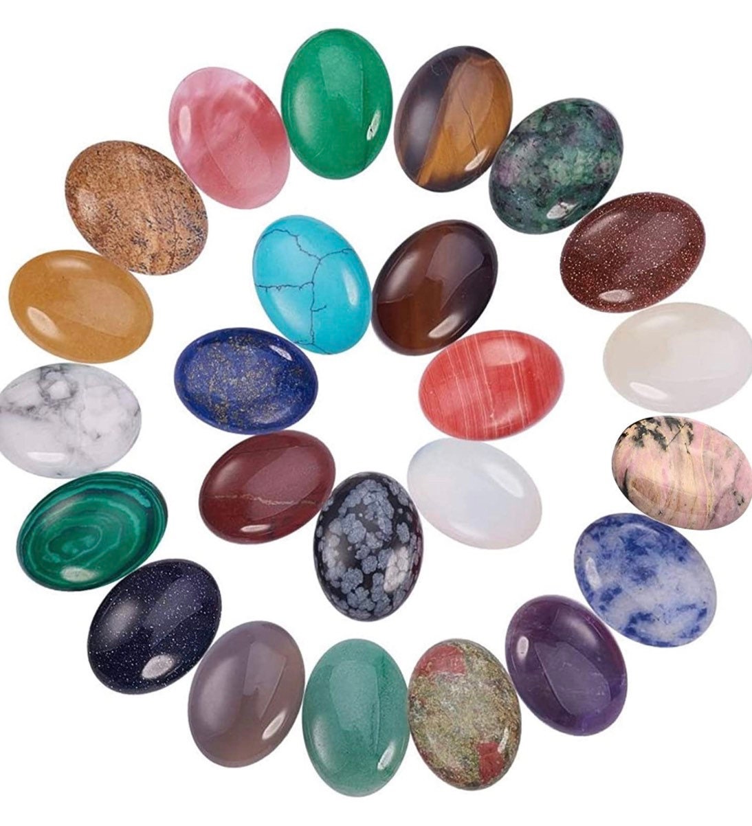 5pc 1” Stone Cabochon - Flat back Cabochon for jewelry and leather