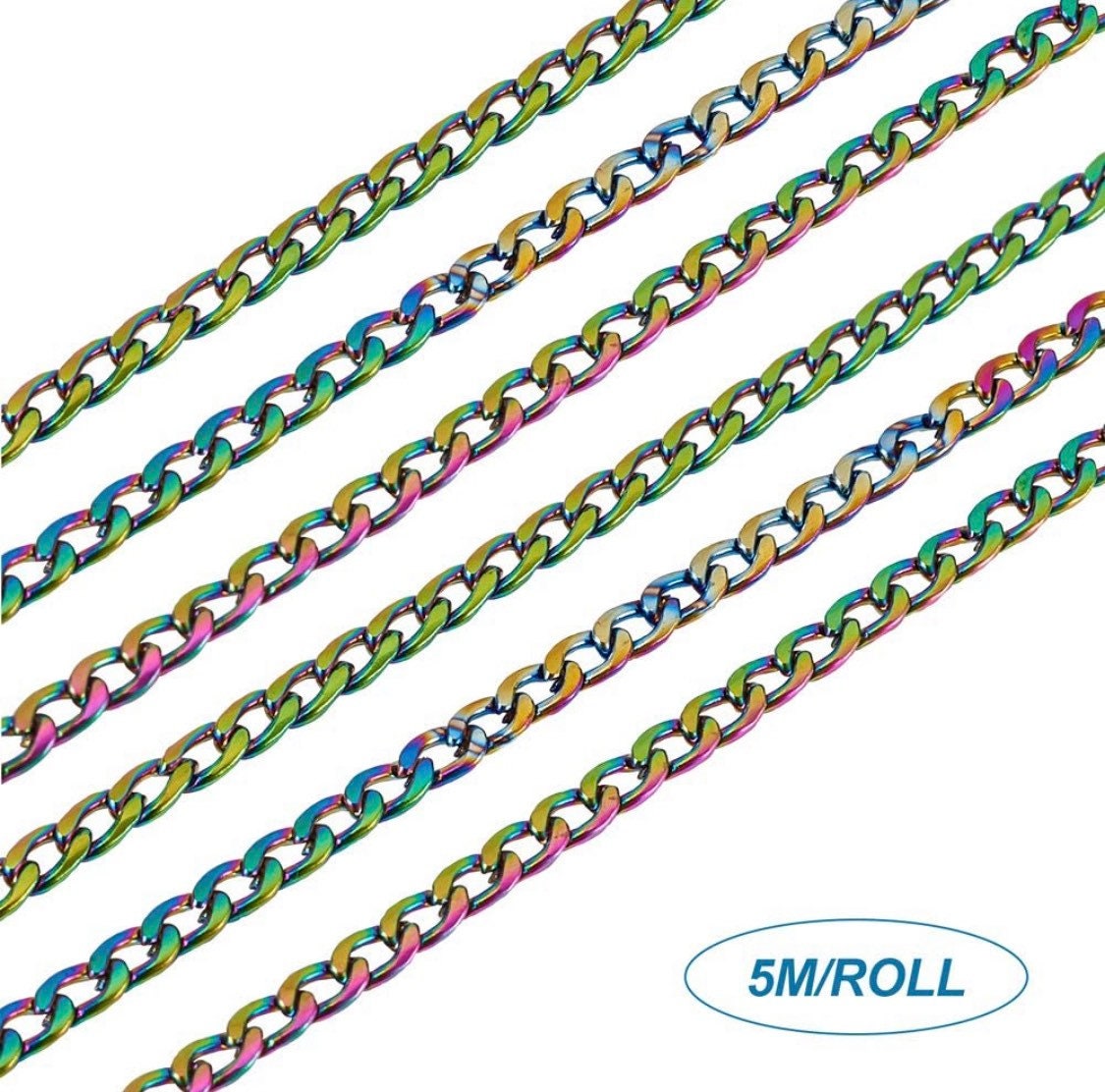 Rainbow chain for jewelry are crafts - 5 yards