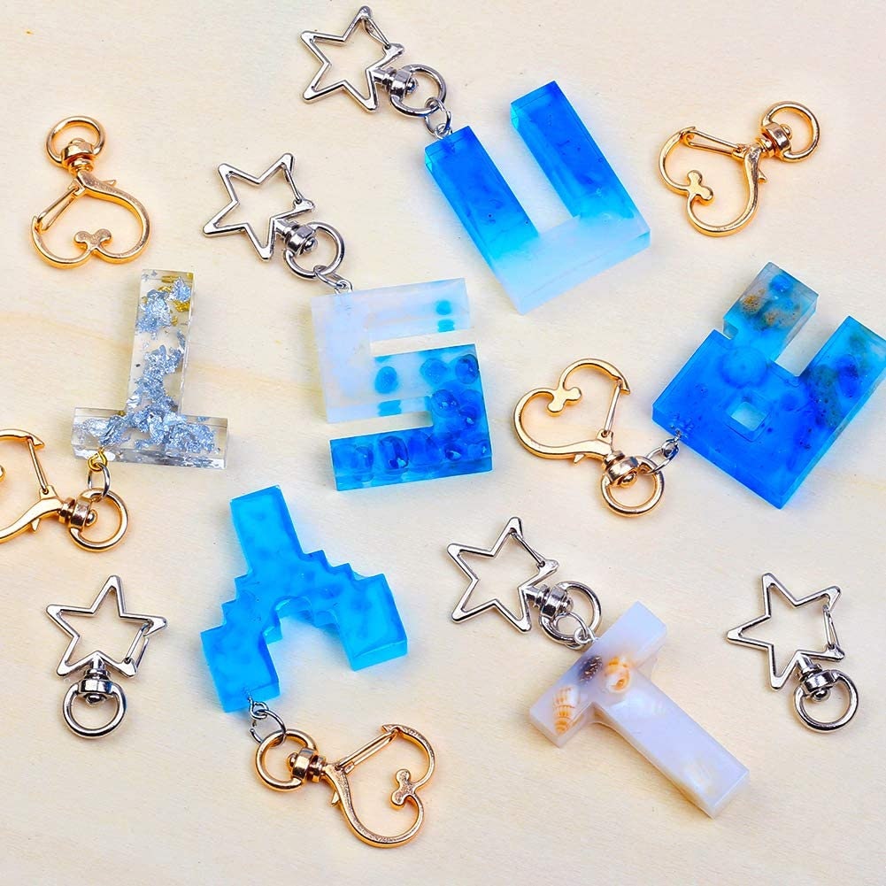 Gamer Alphabet keychain mold kit - Old School Pixel Alphabet Keychain Molds - Minecraft Letters Mold - 40pcs with tool