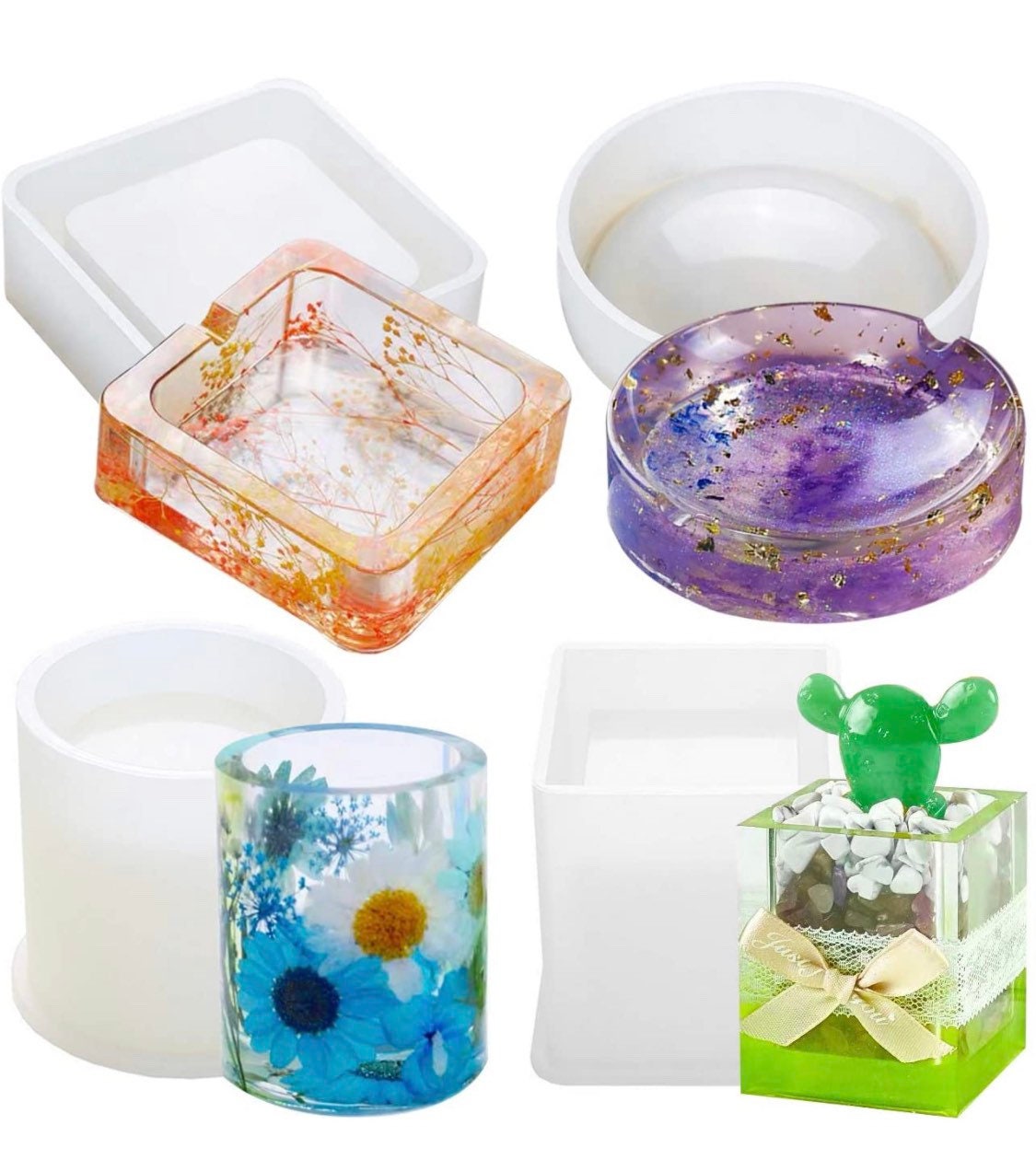 Large 4pc Resin Cup / Flower Pot / Trinket / Ash Tray silicone mold kit