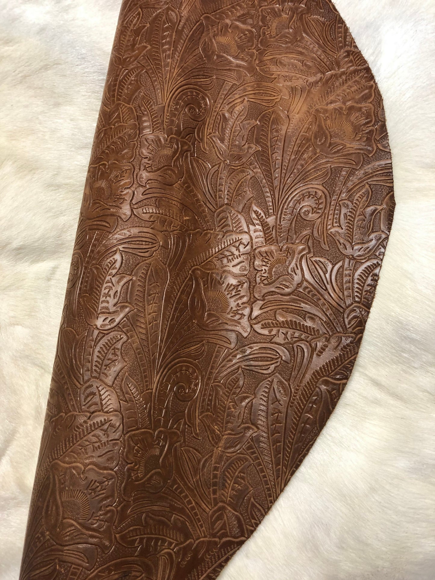 Embossed Brown Chrome tanned Designer leather - Raw Leather - Wholesale Leather 3-5oz
