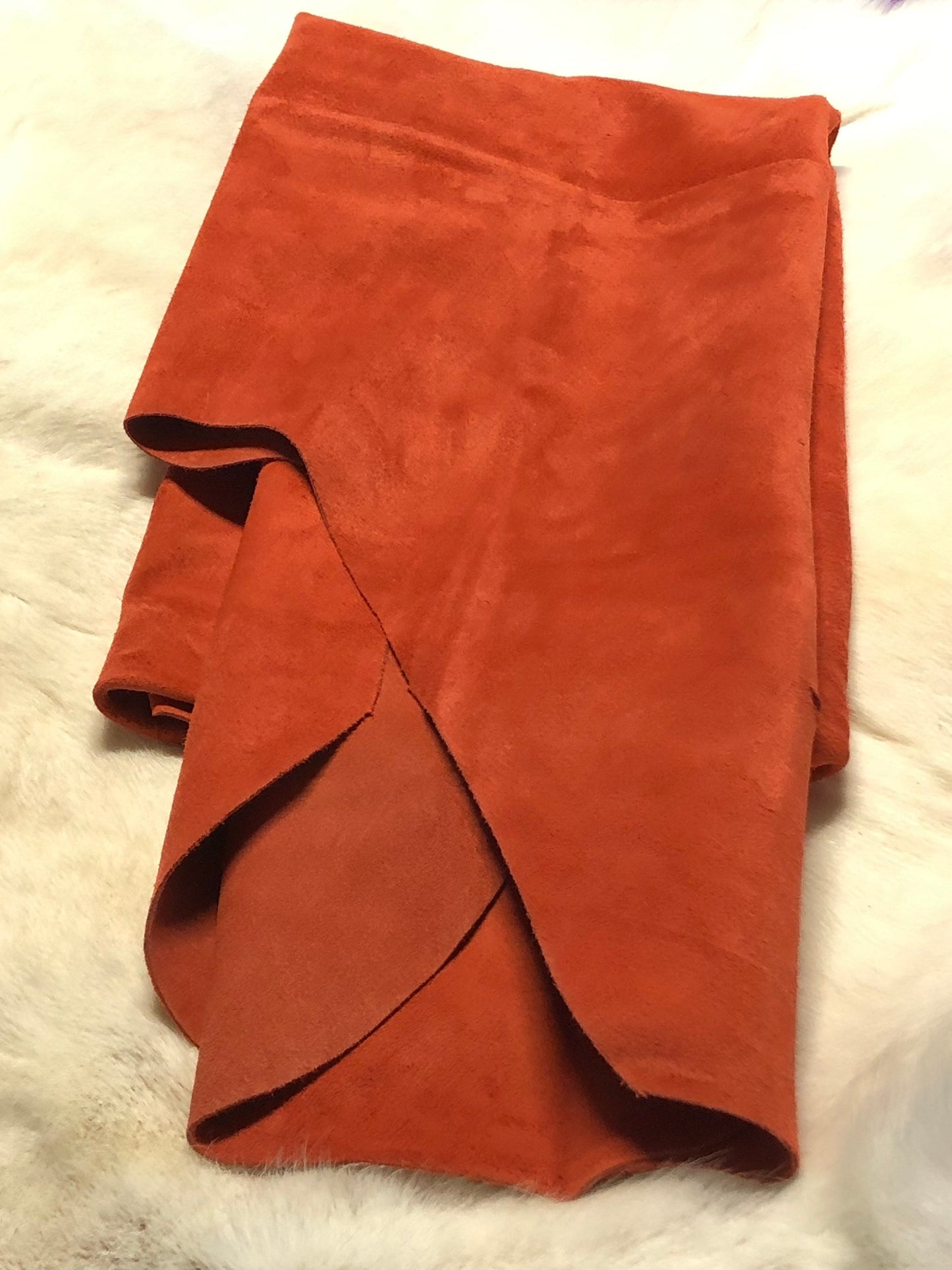 Orange Suede Designer leather - Raw Leather - Wholesale Leather 2-4oz