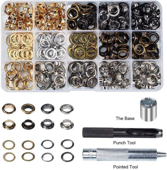 Metal Grommet Kit - 200 set 5/16" 8mm Eyelets with Washers, Eyelet Setting Tools and Carry Case