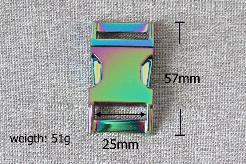 Rainbow Metal Buckle, Slide, and D-Ring 3pc dog collar hardware