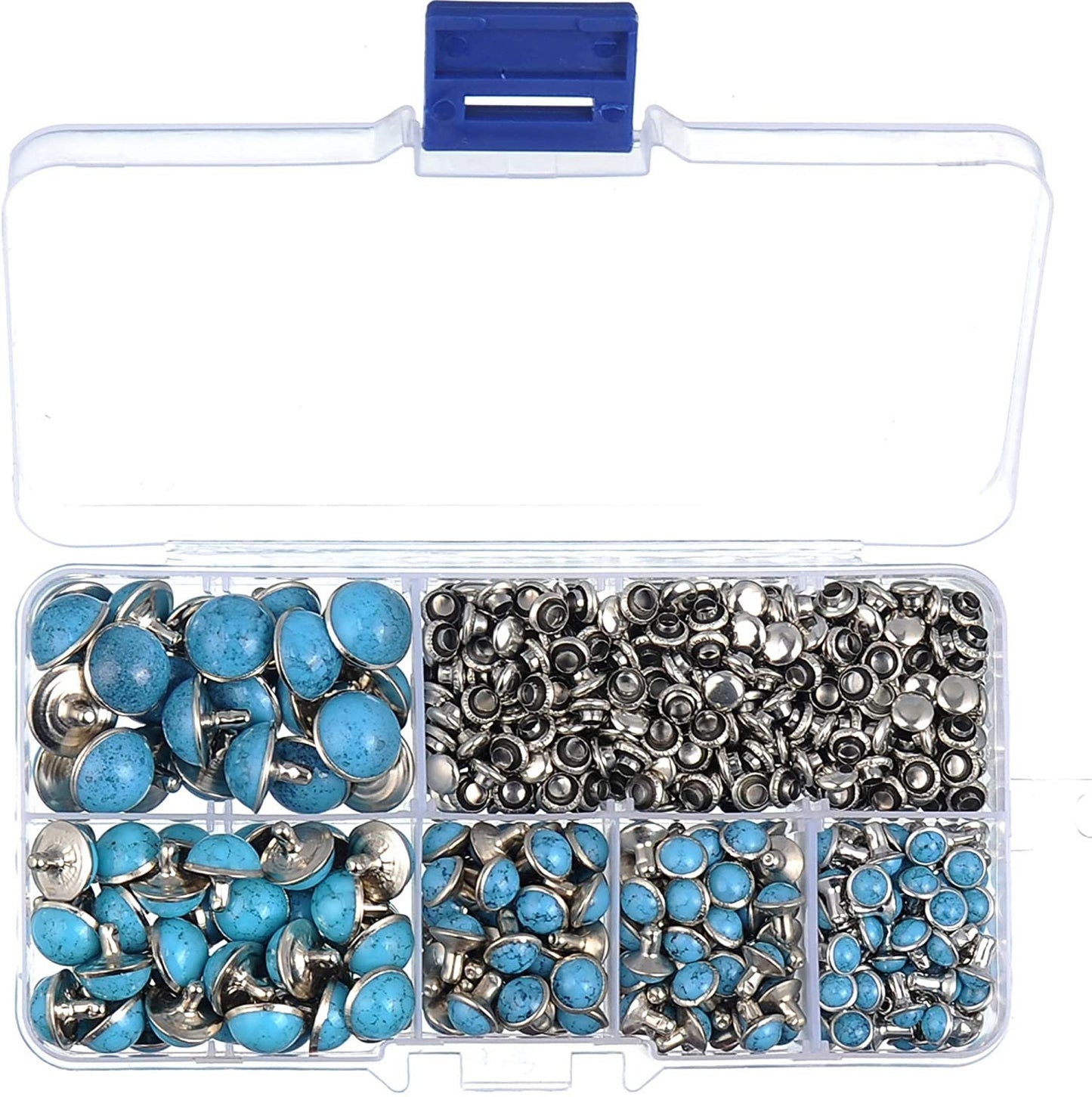 Turquoise Stone Rivet Kit - 240 sets Turquoise rivets with carry case