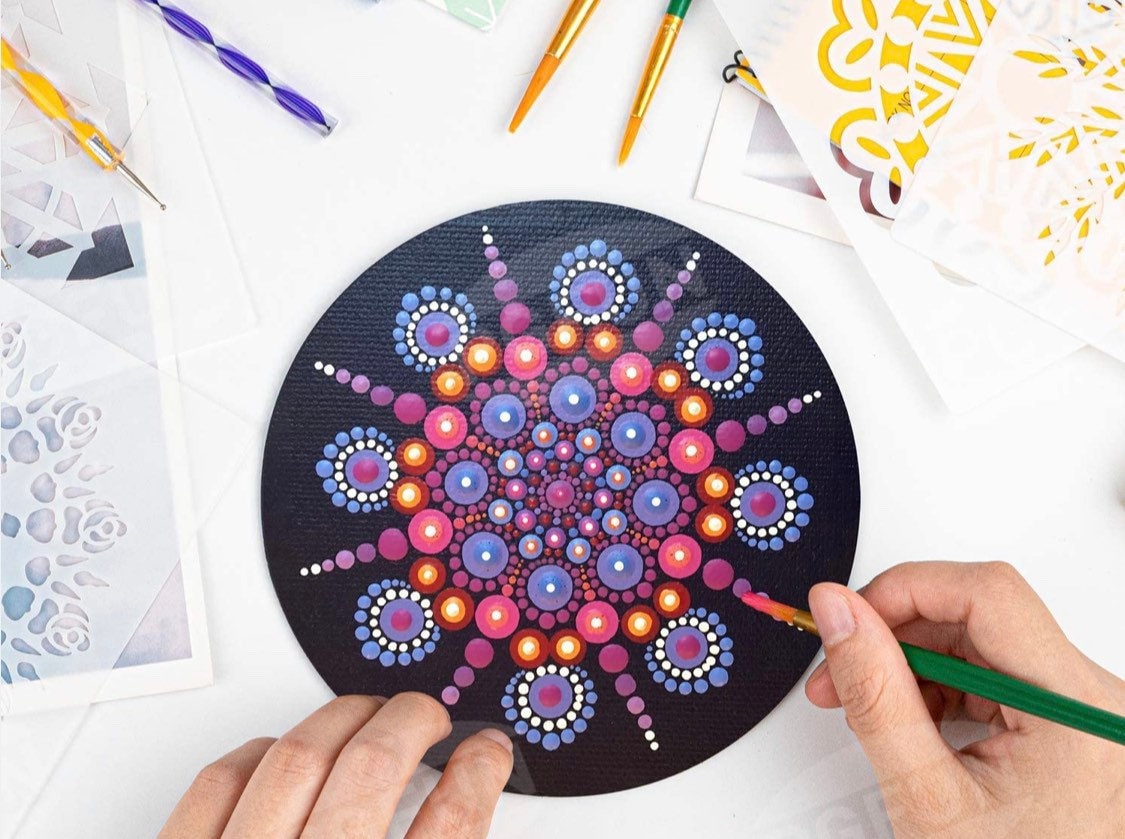 Mandala Dot Art Kit - Paint your own garden rocks, flower pots, and home decor