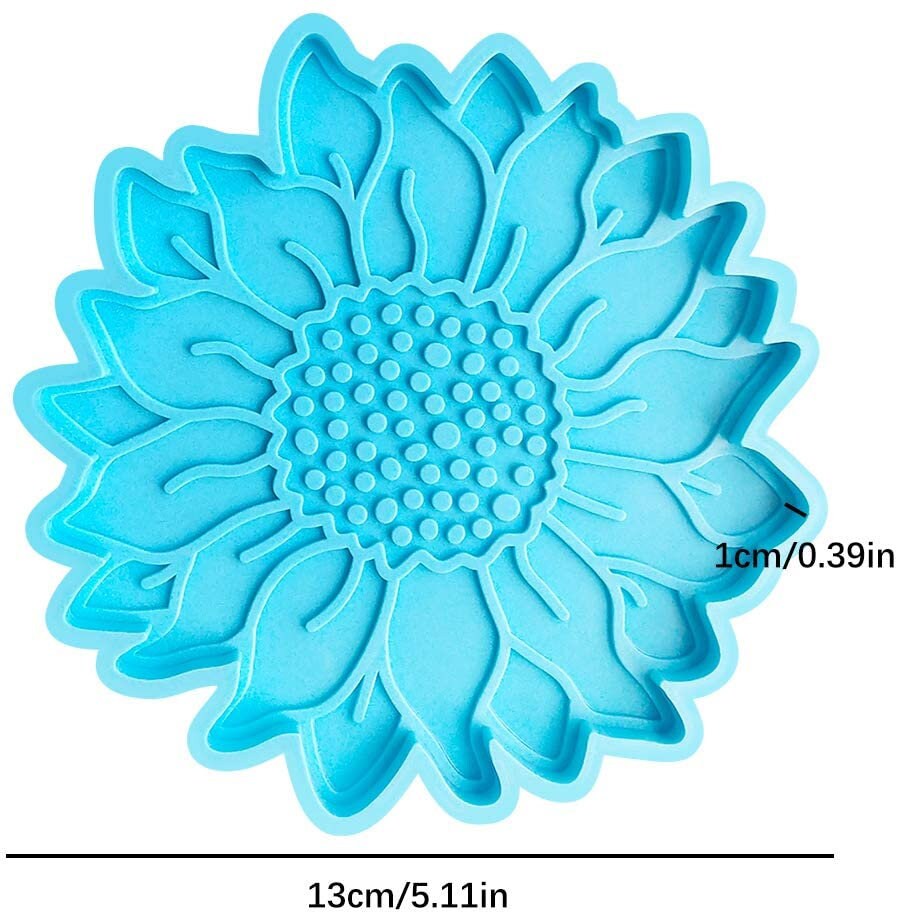 Sunflower Coaster Mold Set for Resin and Clay - 2pc Silicone Coaster Molds