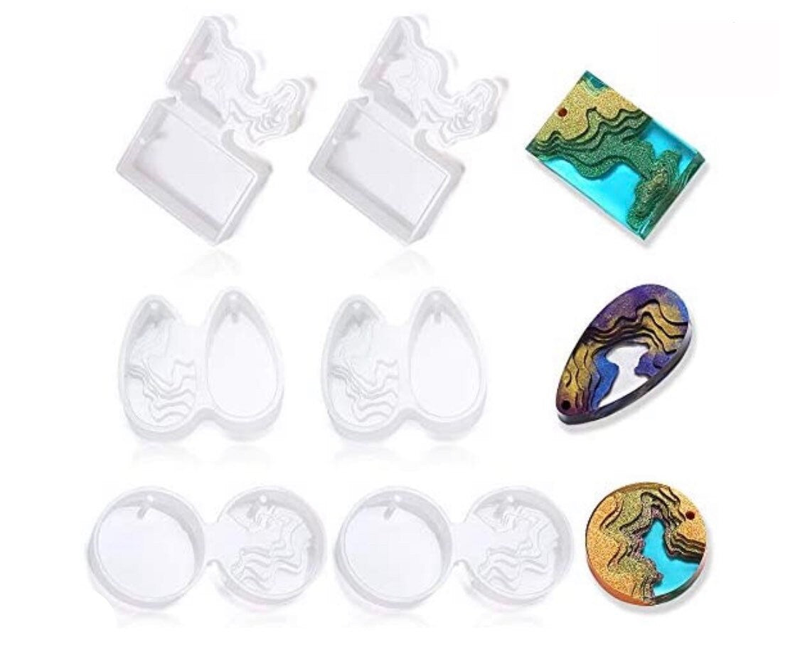 6pc Island Pendant Molds - Topographic molds - Silicone Resin Pendant Molds