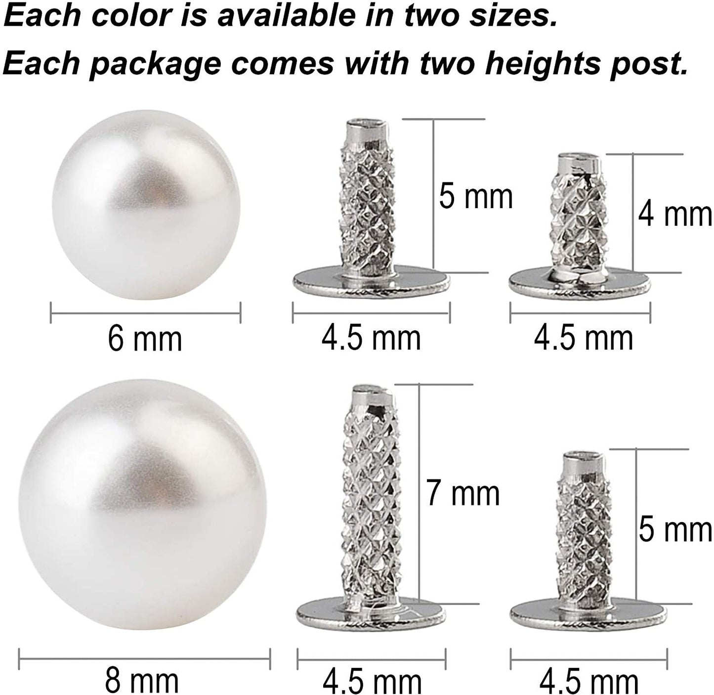 Round Pearl Rivets - Colorful Pin Pearl Kit with Tools for Clothing, Bridal, Knits, Crochets, Leather, and Cloth