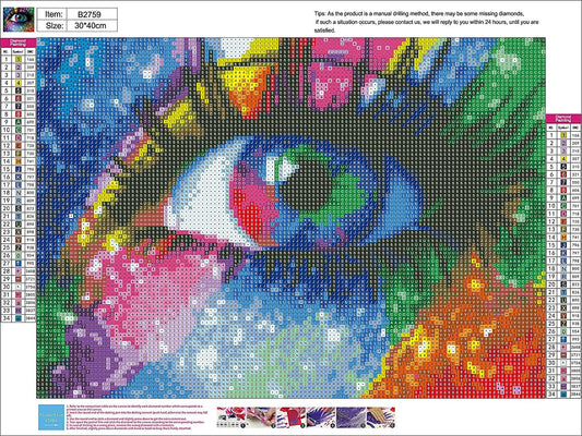 Diamond Art Kit - 56pc Toolkit and Diamond Art Rainbow Eye Poster