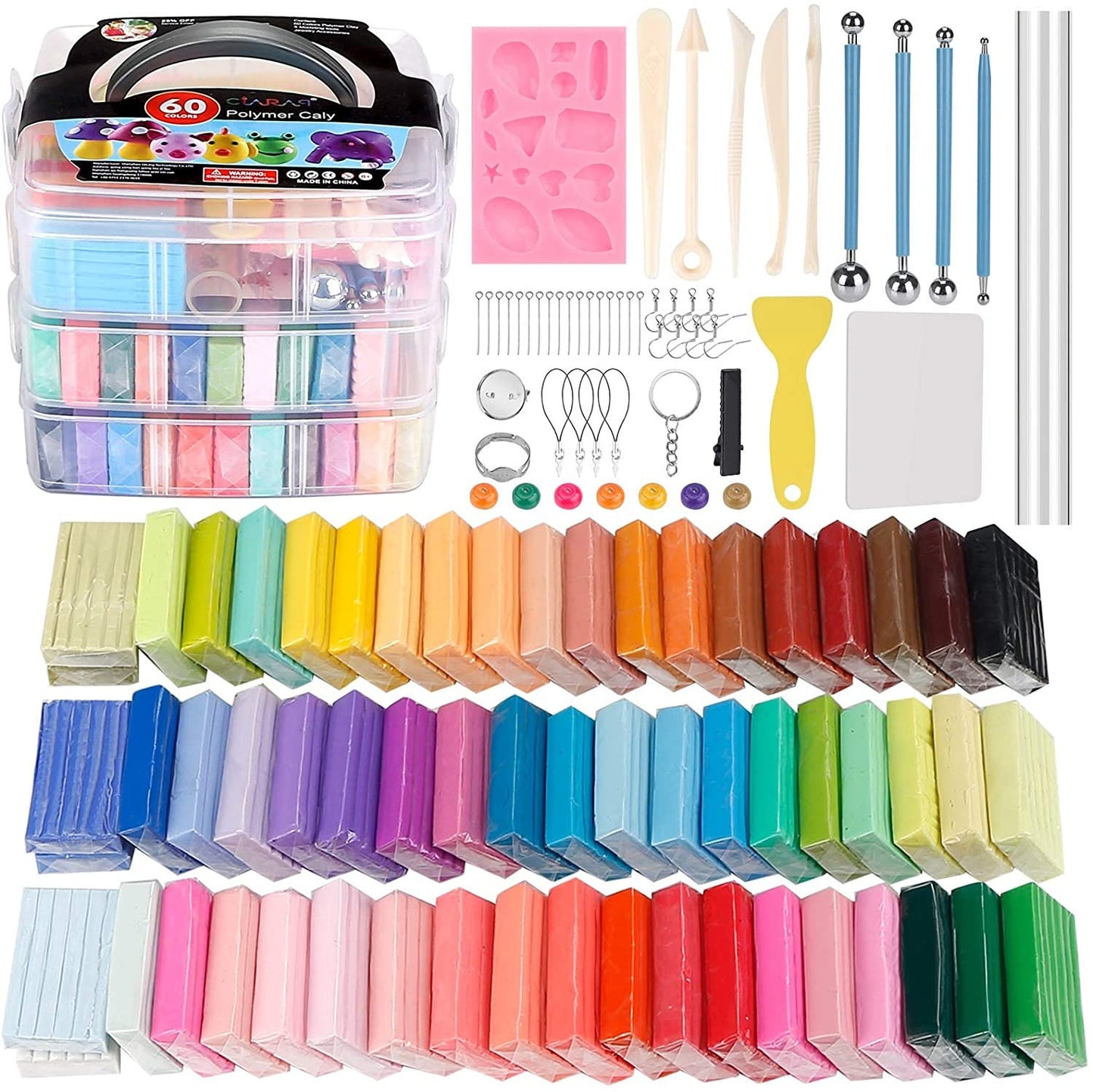Polymer Clay Tool Kit With Polymer Clay 86 Piece Clay Beginner Set for  Making Figurines, Beads, Clay Pins, and More 