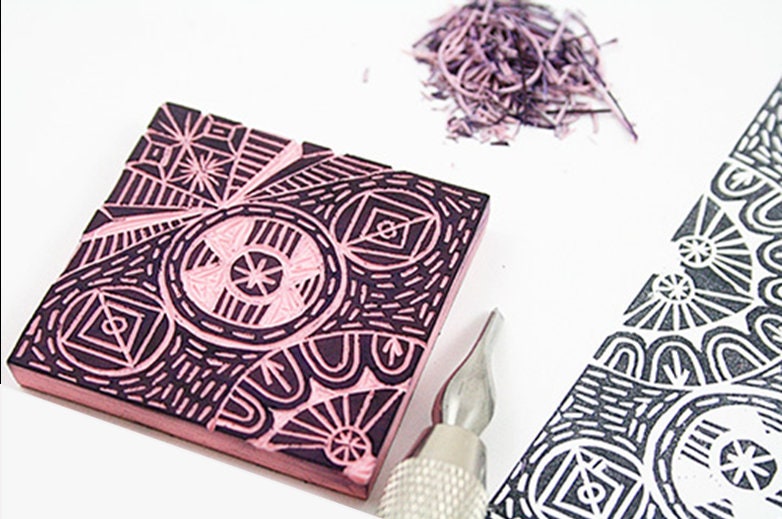 Rubber Stamp Making Kit with Stamp Blocks and Tools - Printmaking Kit -