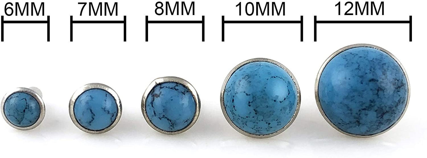Turquoise Stone Rivets - 20pc Turquoise rivets Multiple Sizes