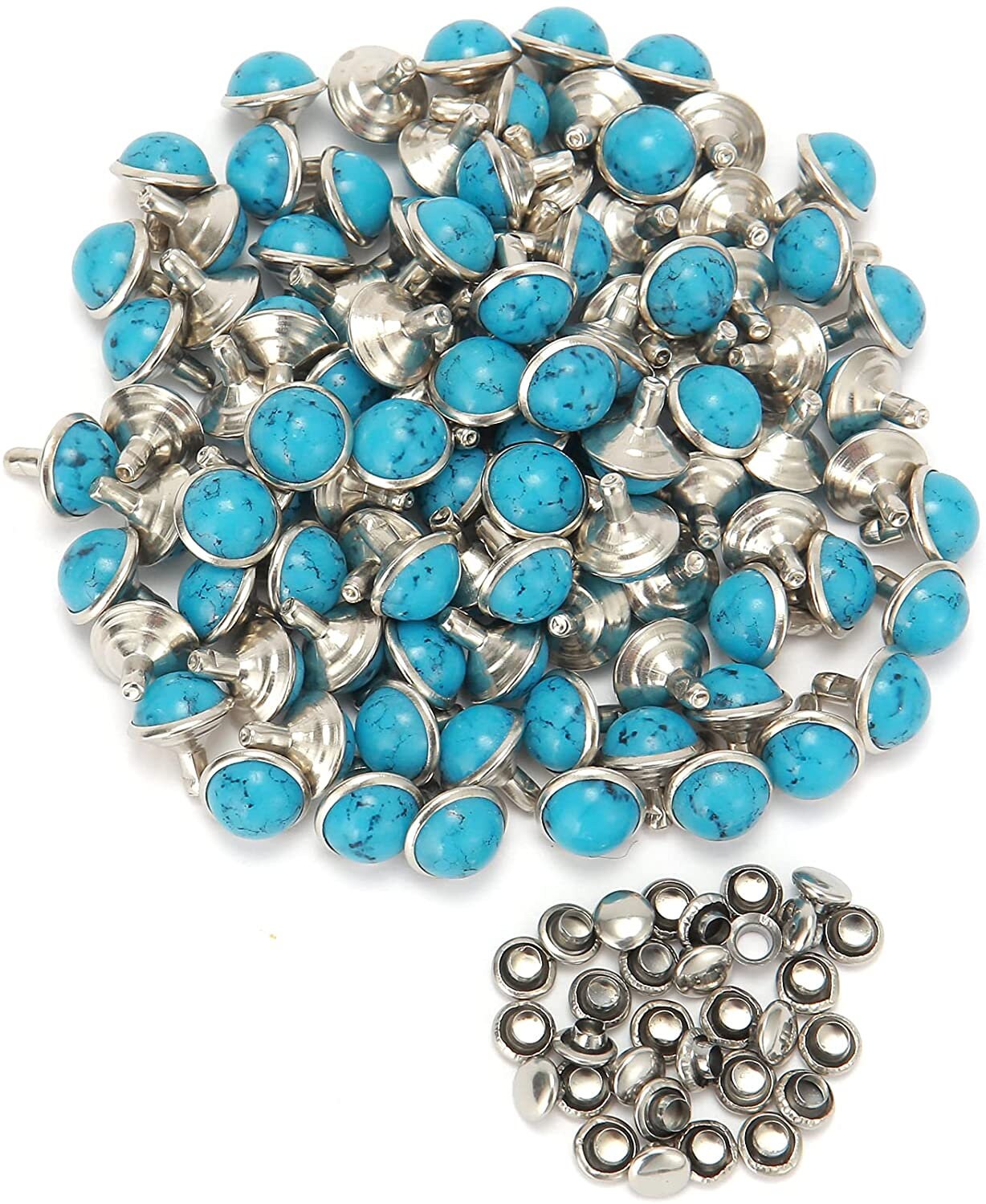 Turquoise Stone Rivets - 20pc Turquoise rivets Multiple Sizes