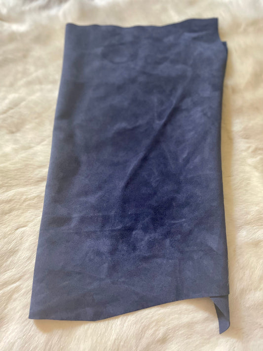 Navy Suede Designer leather - Raw Leather - Wholesale Leather 2-4oz