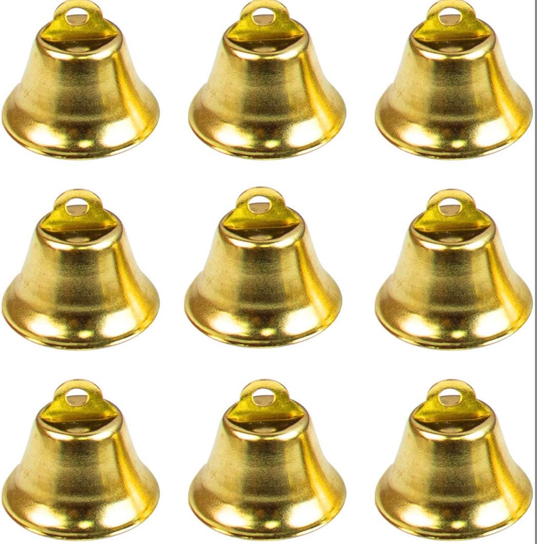 Bells for Crafts, Wreaths, Ornaments, Pet Collars and Trees - 20ct 1” Gold Bells