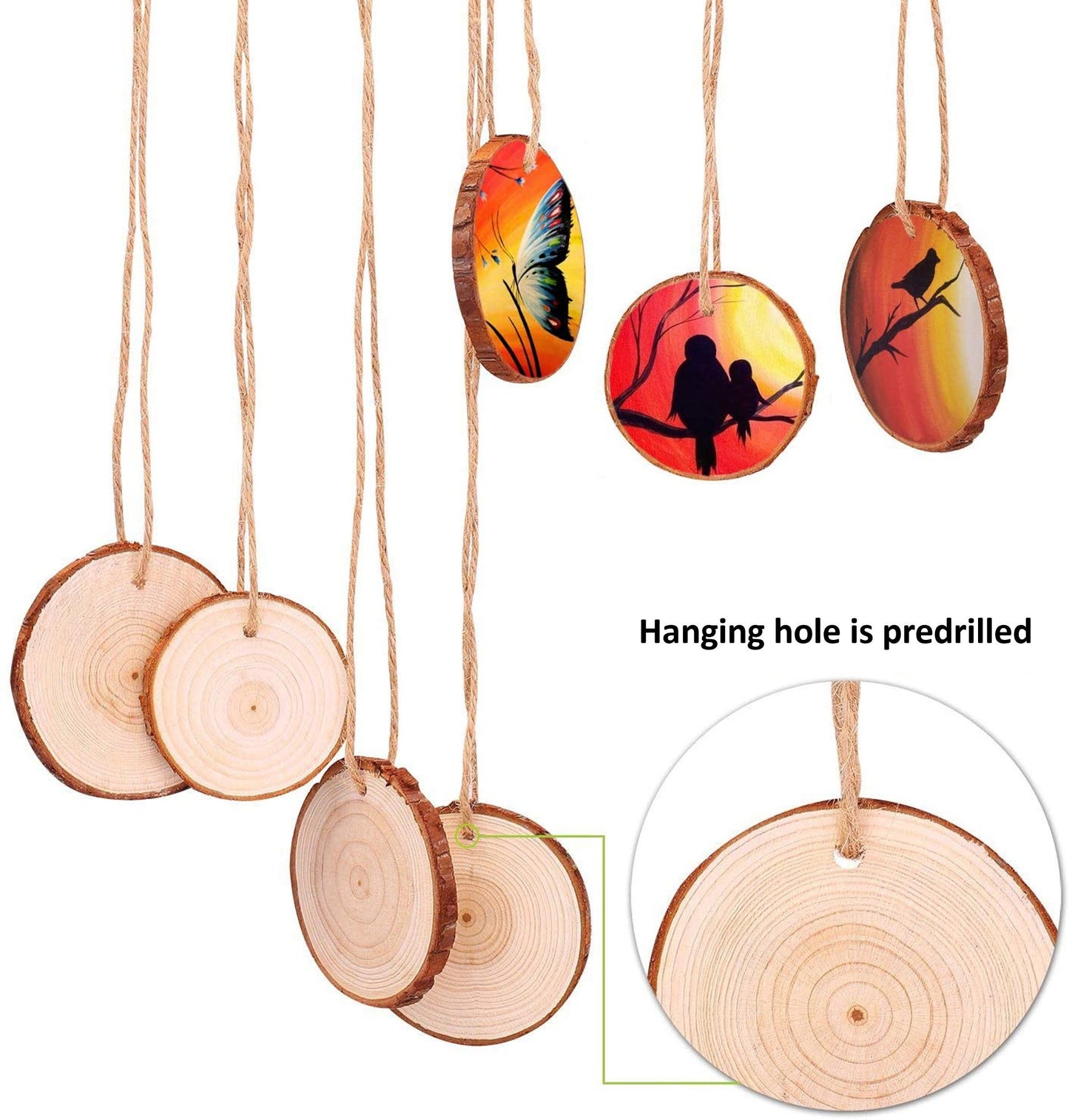Natural Wood Bark Circles for Painting, Wood Burning, Ornaments, and Crafts - 10pc
