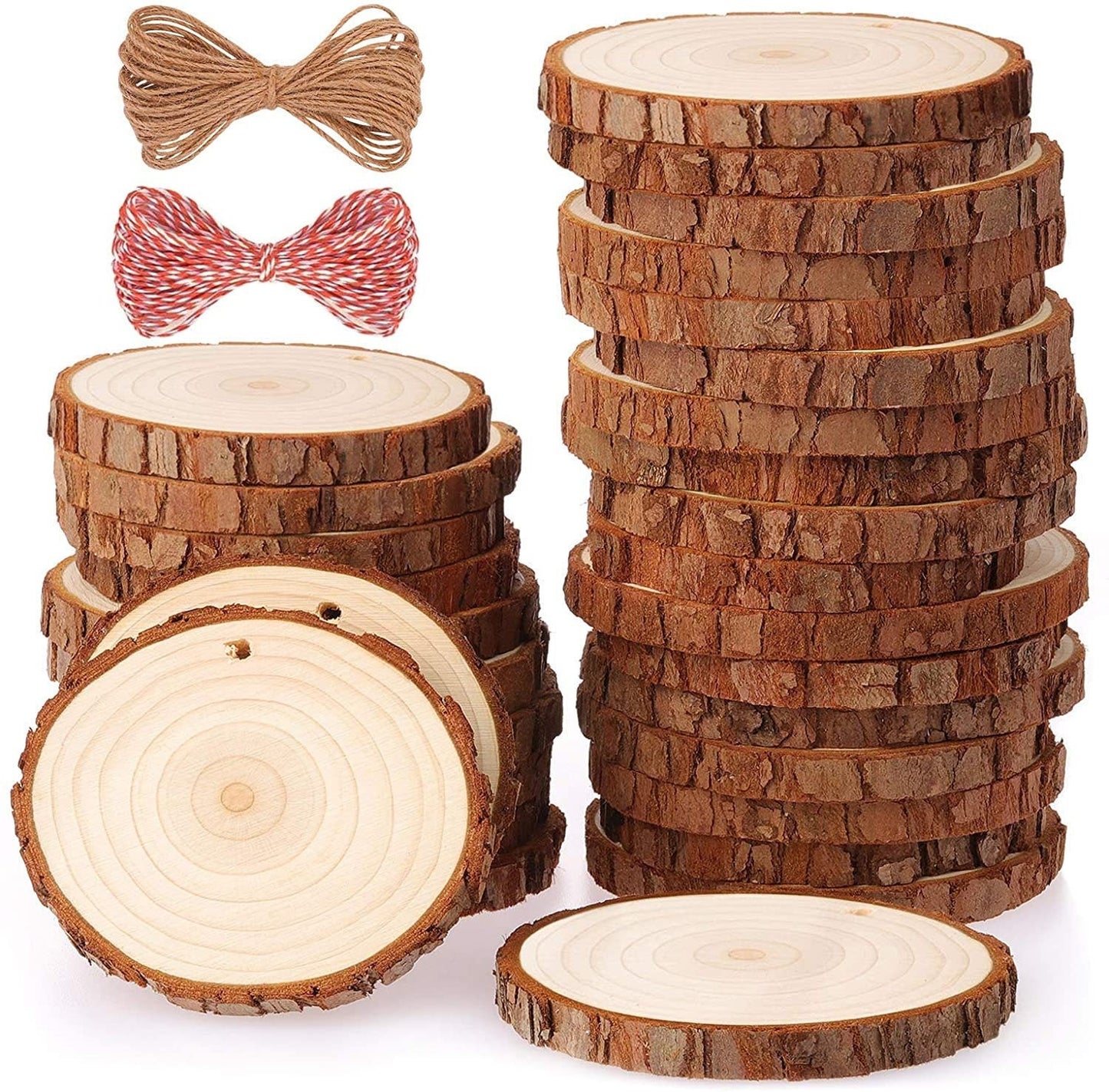 Natural Wood Bark Circles for Painting, Wood Burning, Ornaments, and Crafts - 10pc