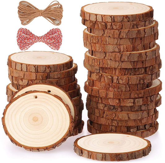 Natural Wood Bark Circles for Painting, Wood Burning, Ornaments, and Crafts - 10pc