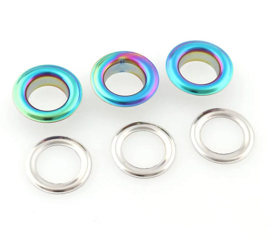 50ct Rainbow Grommets - 4mm and 5mm Rainbow Eyelets in Bulk