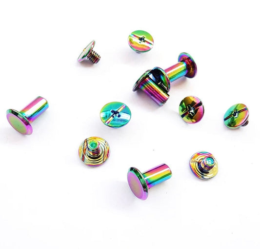 Rainbow Chicago Screw Rivets - M5x6mm and M5x10mm - Easy to use great for tags!