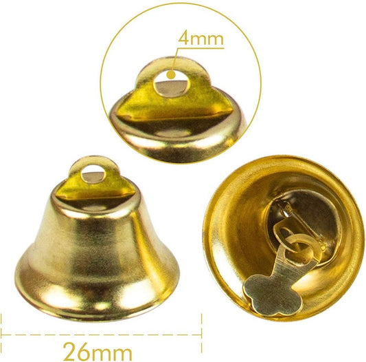 Bells for Crafts, Wreaths, Ornaments, Pet Collars and Trees - 20ct 1” Gold Bells