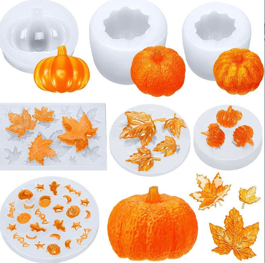 7pc pumpkin leaf fall molds - Halloween decor molds - Fall resin molds