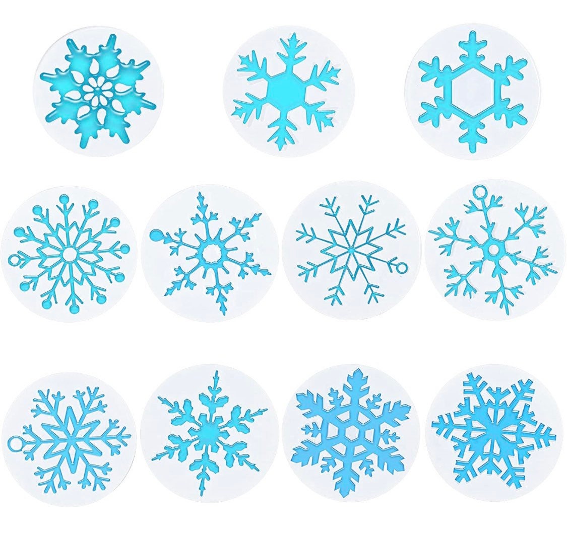 11pc Snowflake Mold - Winter resin molds - Christmas silicone mold