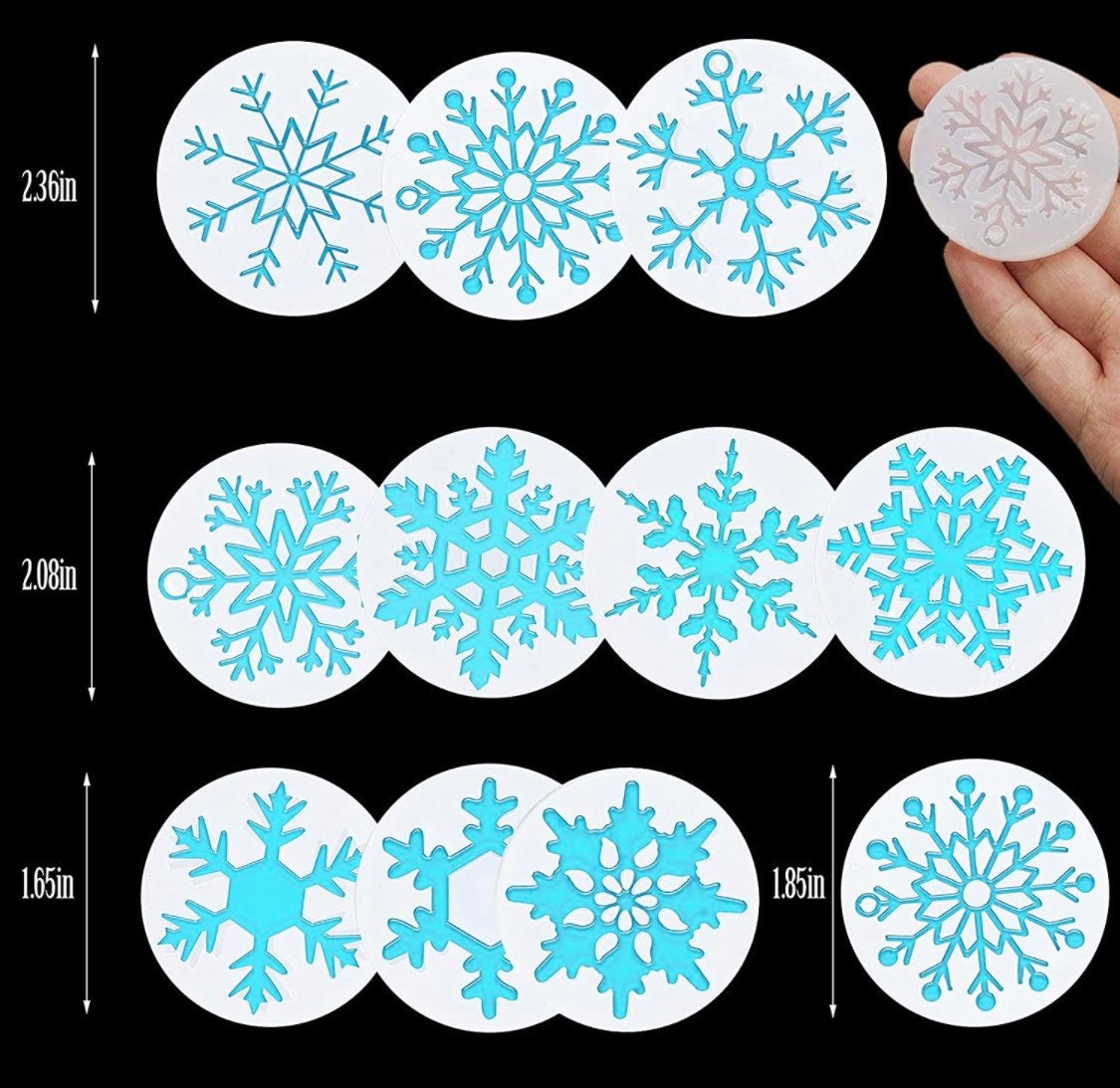 11pc Snowflake Mold - Winter resin molds - Christmas silicone mold