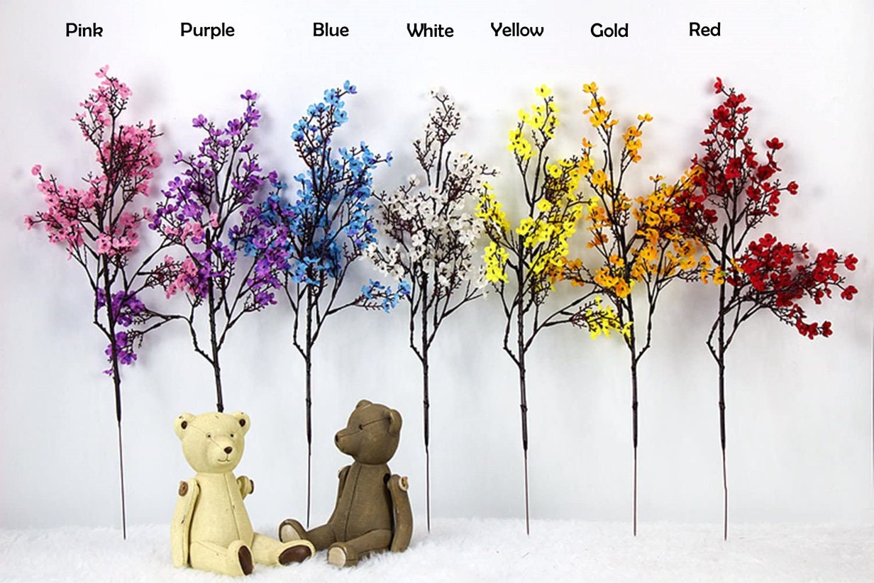 Winter Flowers - Silk Flowers - Minimalist Home Decor - Baby's Breath Silk Floral Stems