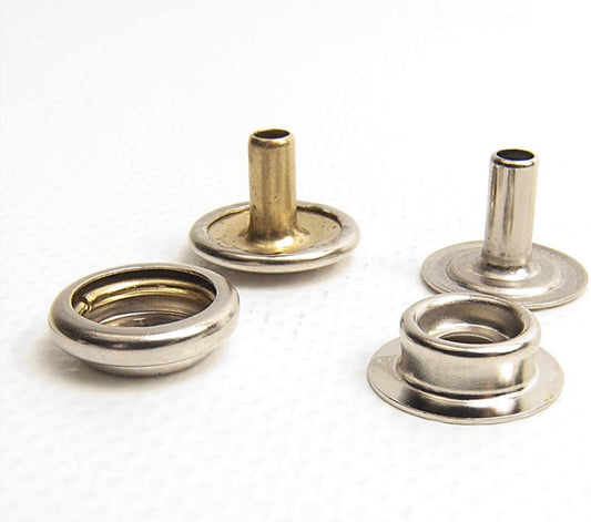 Line 24 Long Post Metal Snaps, #203 Metal Snap Buttons for heavy duty thick fabrics, leather, and canvas - Marine grade