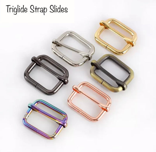 Tri-Glide Strap Slide - 10ct Metal Slide Buckle hardware for dog collars, purses, bags, straps, belts, and hardware needs
