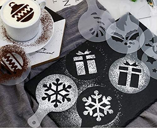 Christmas Stencil Kit - Coffee Latte Kit - 36pc Christmas Stencils with shakers for coffee, cookies, cakes, and more - Great gift for her!