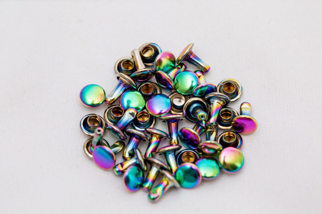 Rivets for Leather - 20ct 4mm 6mm 8mm Double Cap Rainbow Rivets